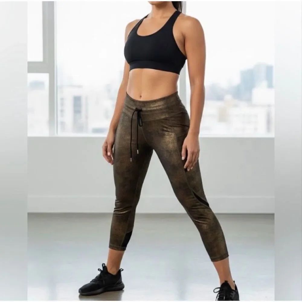 Zyia Active Distressed Copper Pocket Drawstring Luxe 7/8 Legging